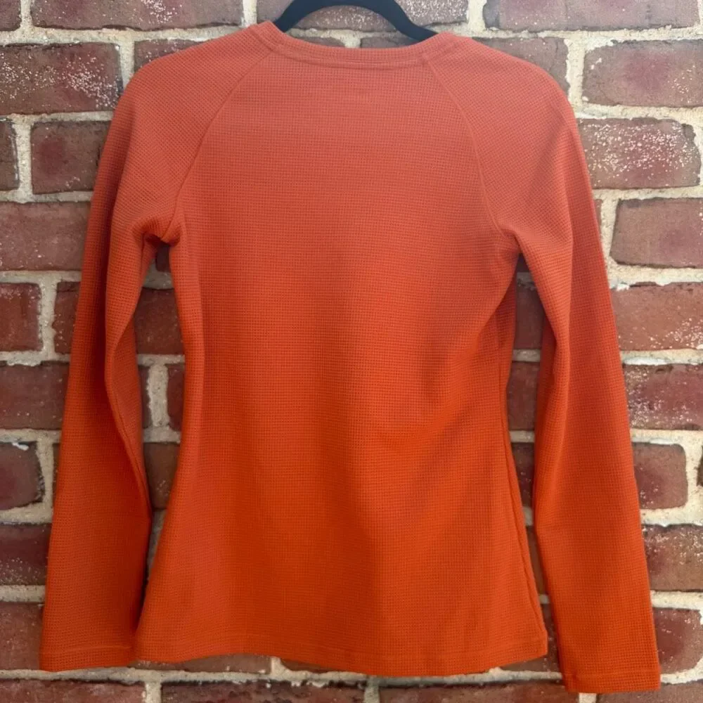 FIGS Waffle Knit Underscrub Crew Neck long sleeve orange Womens L NEW